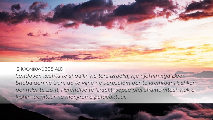 2 Kronikave 30:5 ALB Desktop Wallpaper - Vendosën kështu të shpallin në tërë - Desktop Bible Verse Wallpaper