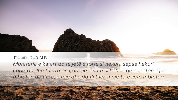 Danieli 2:40 ALB Desktop Wallpaper - Mbretëria e katërt do të jetë e fortë si - Desktop Bible Verse Wallpaper