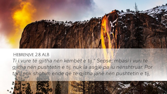 Hebrenjve 2:8 ALB Desktop Wallpaper - Ti i vure të gjitha nën këmbët e tij.” - Desktop Bible Verse Wallpaper