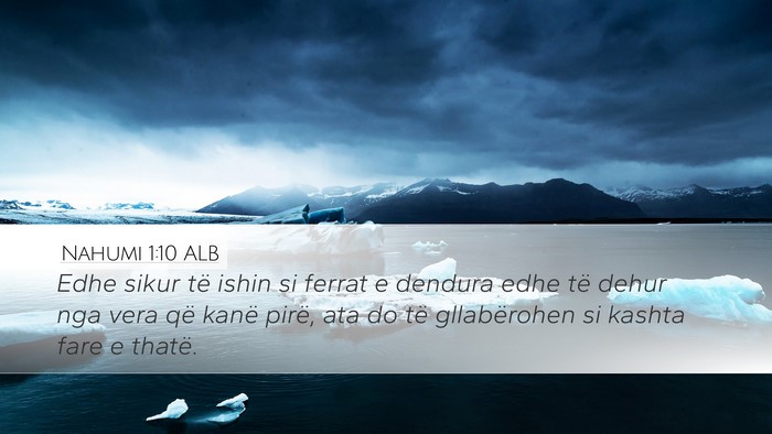 Nahumi 1:10 ALB Desktop Wallpaper - Edhe sikur të ishin si ferrat e dendura edhe të - Desktop Bible Verse Wallpaper