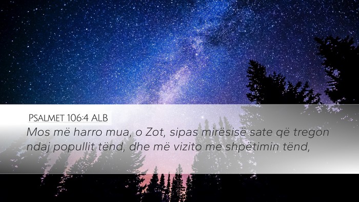 Psalmet 106:4 ALB Desktop Wallpaper - Mos më harro mua, o Zot, sipas mirësisë sate - Desktop Bible Verse Wallpaper