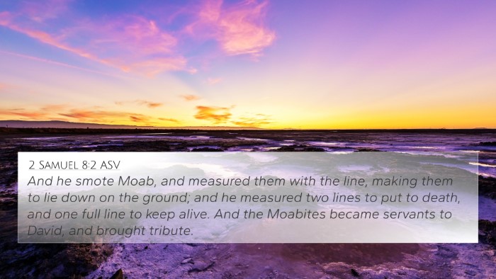 2 Samuel 8:2 ASV 4K Wallpaper - And he smote Moab, and measured them with the - 4K Wallpaper Bible Verse