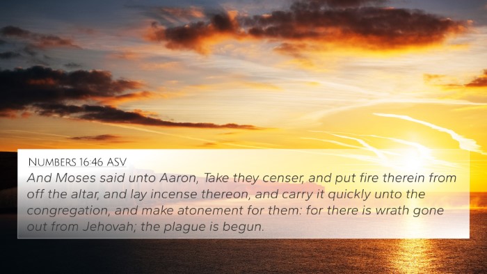 Numbers 16:46 ASV 4K Wallpaper - And Moses said unto Aaron, Take they censer, and - 4K Wallpaper Bible Verse