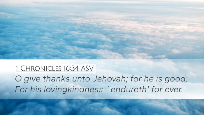 1 Chronicles 16:34 ASV Desktop Wallpaper - O give thanks unto Jehovah; for he is good; For - Desktop Bible Verse Wallpaper