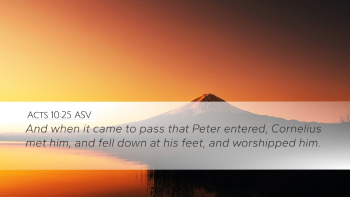 Acts 10:25 ASV Desktop Wallpaper - And when it came to pass that Peter entered, - Desktop Bible Verse Wallpaper