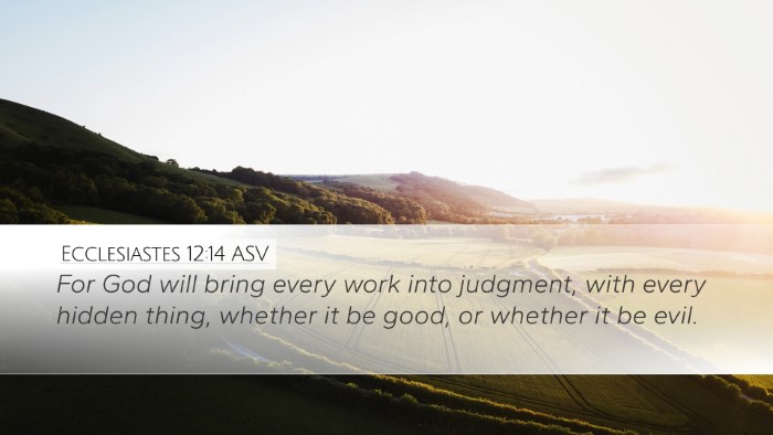 Ecclesiastes 12:14 ASV Desktop Wallpaper - For God will bring every work into judgment, with - Desktop Bible Verse Wallpaper