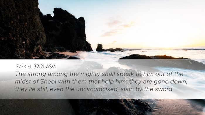 Ezekiel 32:21 ASV Desktop Wallpaper - The strong among the mighty shall speak to him - Desktop Bible Verse Wallpaper