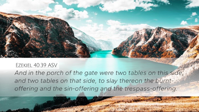 Ezekiel 40:39 ASV Desktop Wallpaper - And in the porch of the gate were two tables on - Desktop Bible Verse Wallpaper