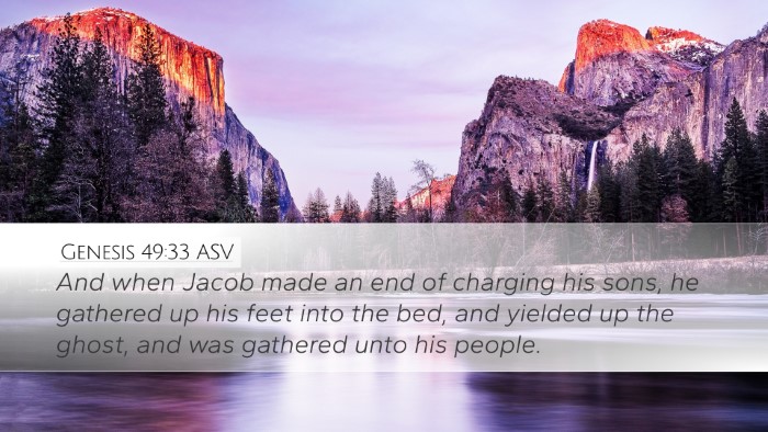 Genesis 49:33 ASV Desktop Wallpaper - And when Jacob made an end of charging his sons, - Desktop Bible Verse Wallpaper