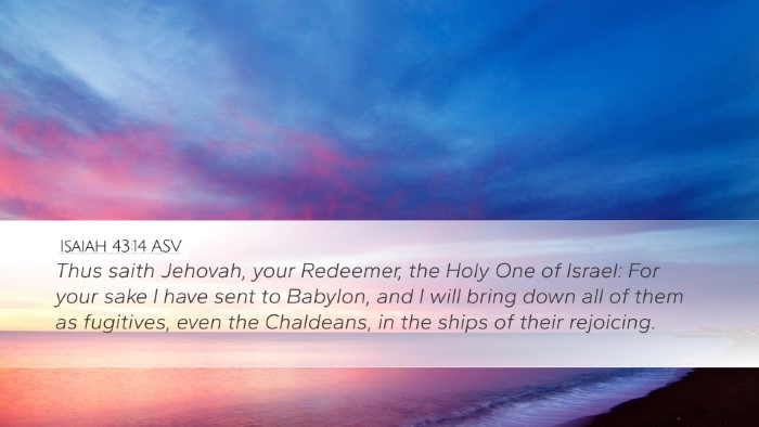 Isaiah 43:14 ASV Desktop Wallpaper - Thus saith Jehovah, your Redeemer, the Holy One - Desktop Bible Verse Wallpaper