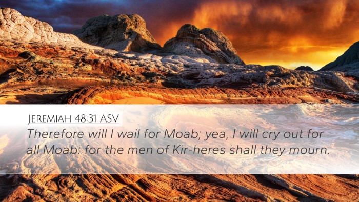 Jeremiah 48:31 ASV Desktop Wallpaper - Therefore will I wail for Moab; yea, I will cry - Desktop Bible Verse Wallpaper