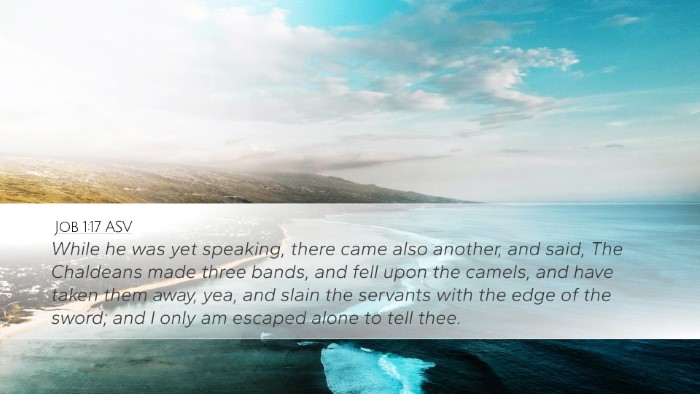 Job 1:17 ASV Desktop Wallpaper - While he was yet speaking, there came also - Desktop Bible Verse Wallpaper