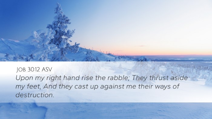 Job 30:12 ASV Desktop Wallpaper - Upon my right hand rise the rabble; They thrust - Desktop Bible Verse Wallpaper