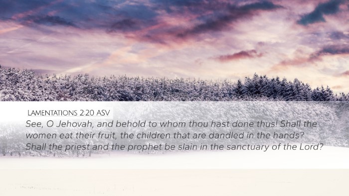 Lamentations 2:20 ASV Desktop Wallpaper - See, O Jehovah, and behold to whom thou hast done - Desktop Bible Verse Wallpaper