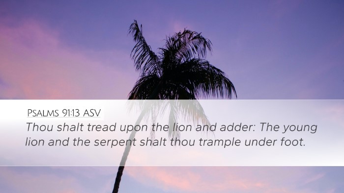 Psalms 91:13 ASV Desktop Wallpaper - Thou shalt tread upon the lion and adder: The - Desktop Bible Verse Wallpaper