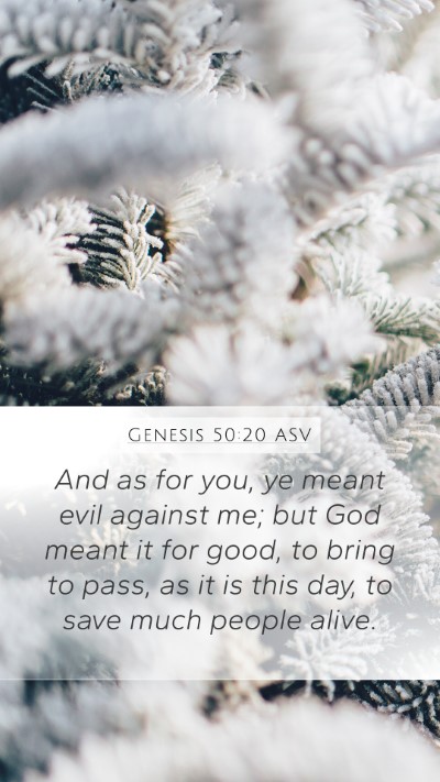 Genesis 50:20 ASV Mobile Phone Wallpaper - And as for you, ye meant evil against me; but God - Mobile Bible Verse Wallpaper