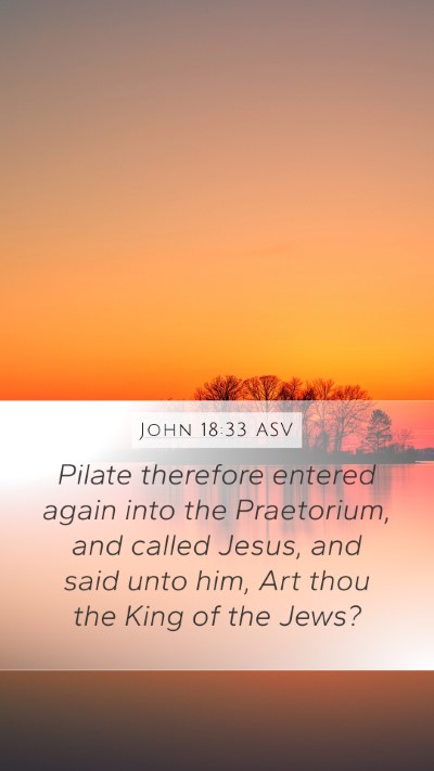 John 18:33 ASV Mobile Phone Wallpaper - Pilate therefore entered again into the - Mobile Bible Verse Wallpaper