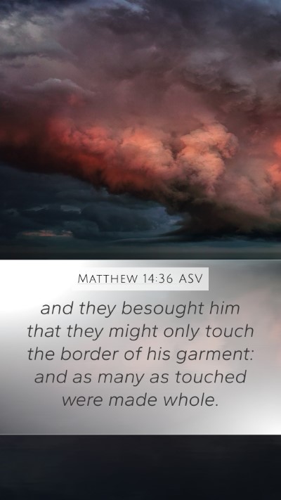 Matthew 14:36 ASV Mobile Phone Wallpaper - and they besought him that they might only touch - Mobile Bible Verse Wallpaper