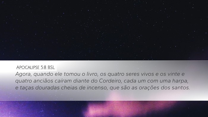 Apocalipse 5:8 BSL Desktop Wallpaper - Agora, quando ele tomou o livro, os quatro seres - Desktop Bible Verse Wallpaper