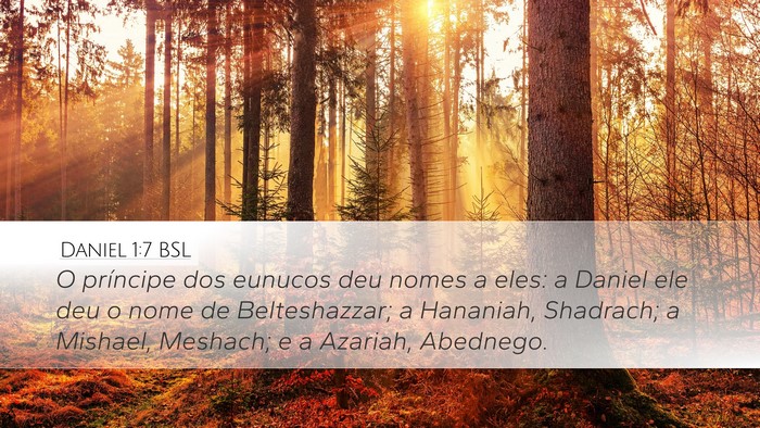 Daniel 1:7 BSL Desktop Wallpaper - O príncipe dos eunucos deu nomes a eles: a - Desktop Bible Verse Wallpaper