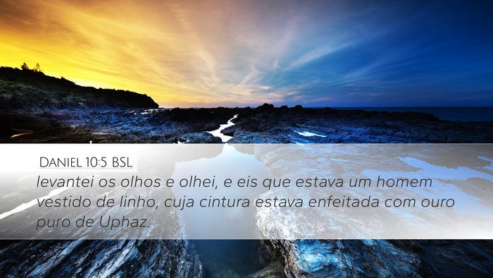 Daniel 10:5 BSL Desktop Wallpaper - levantei os olhos e olhei, e eis que estava um - Desktop Bible Verse Wallpaper