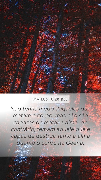 Mateus 10:28 BSL Mobile Phone Wallpaper - Não tenha medo daqueles que matam o corpo, mas - Mobile Bible Verse Wallpaper