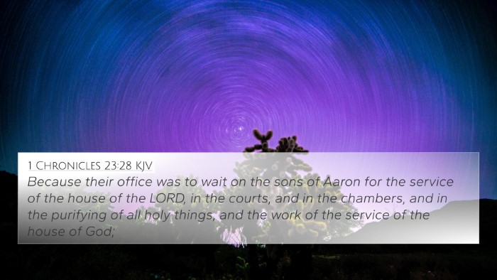 1 Chronicles 23:28 KJV 4K Wallpaper - Because their office was to wait on the sons of - 4K Wallpaper Bible Verse