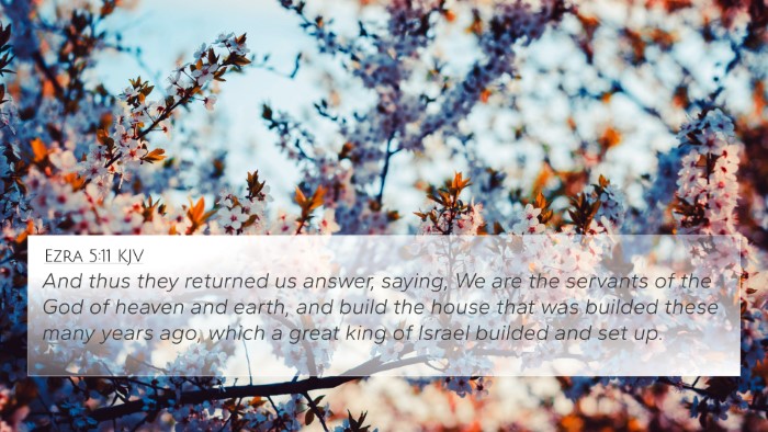 Ezra 5:11 KJV 4K Wallpaper - And thus they returned us answer, saying, We are - 4K Wallpaper Bible Verse