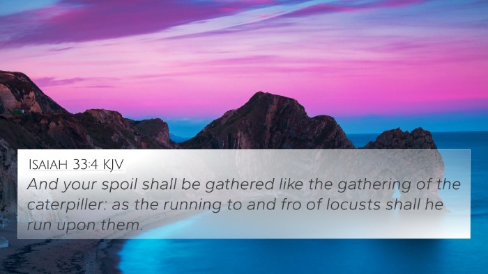 Isaiah 33:4 KJV 4K Wallpaper - And your spoil shall be gathered like the - 4K Wallpaper Bible Verse