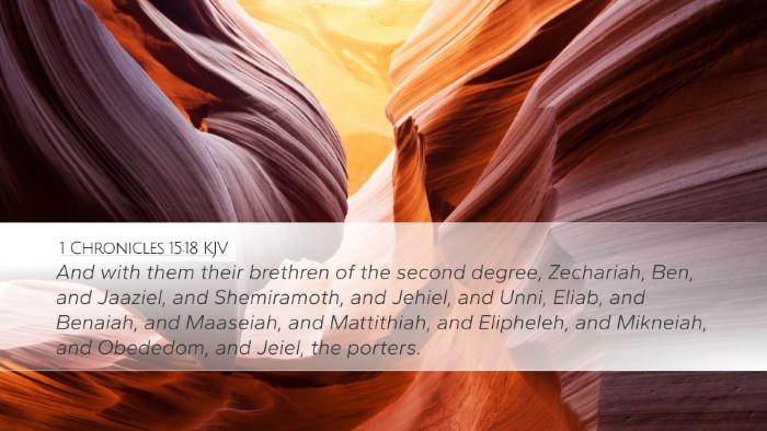 1 Chronicles 15:18 KJV Desktop Wallpaper - And with them their brethren of the second - Desktop Bible Verse Wallpaper