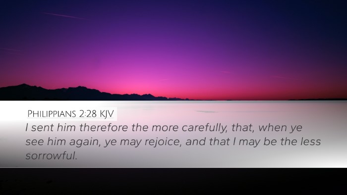 Philippians 2:28 KJV Desktop Wallpaper - I sent him therefore the more carefully, that, - Desktop Bible Verse Wallpaper