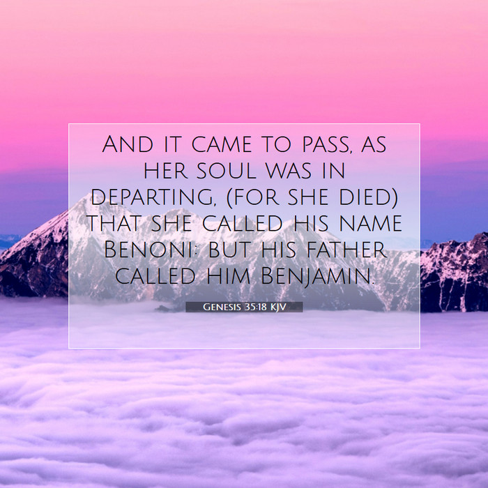 Genesis 35:18 (kjv) - And it came to pass, as her soul was in depar