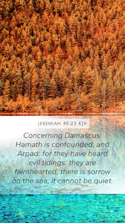 Jeremiah 49:23 KJV Mobile Phone Wallpaper - Concerning Damascus. Hamath is confounded, and - Mobile Bible Verse Wallpaper