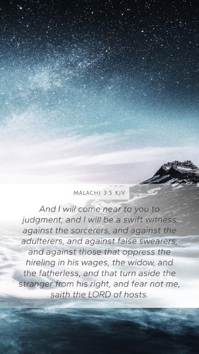 Malachi 3:5 KJV Mobile Phone Wallpaper - And I will come near to you to judgment; and I - Mobile Bible Verse Wallpaper