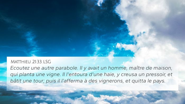 Matthieu 21:33 LSG 4K Wallpaper - Ecoutez une autre parabole. Il y avait un homme, - 4K Wallpaper Bible Verse