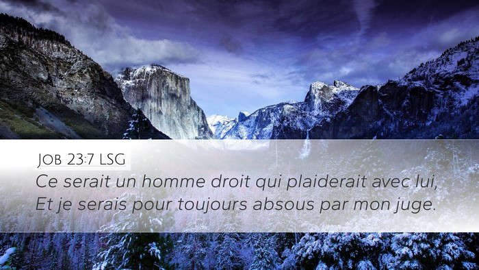 Job 23:7 LSG Desktop Wallpaper - Ce serait un homme droit qui plaiderait avec lui, - Desktop Bible Verse Wallpaper