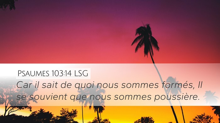 Psaumes 103:14 LSG Desktop Wallpaper - Car il sait de quoi nous sommes formés, Il se - Desktop Bible Verse Wallpaper