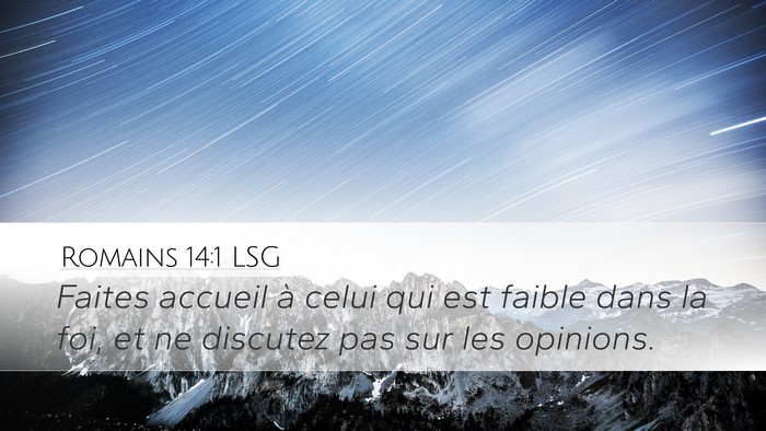 Romains 14:1 LSG Desktop Wallpaper - Faites accueil à celui qui est faible dans la - Desktop Bible Verse Wallpaper