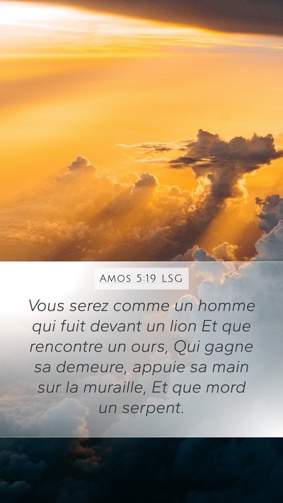 Amos 5:19 LSG Mobile Phone Wallpaper - Vous serez comme un homme qui fuit devant un lion - Mobile Bible Verse Wallpaper