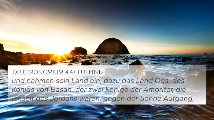 Deuteronomium 4:47 LUTH1912 4K Wallpaper - und nahmen sein Land ein, dazu das Land Ogs, des - 4K Wallpaper Bible Verse