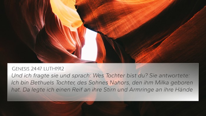 Genesis 24:47 LUTH1912 4K Wallpaper - Und ich fragte sie und sprach: Wes Tochter bist - 4K Wallpaper Bible Verse