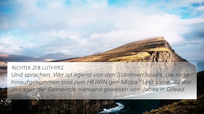 Richter 21:8 LUTH1912 4K Wallpaper - Und sprachen: Wer ist irgend von den Stämmen - 4K Wallpaper Bible Verse