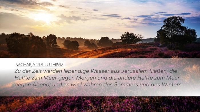 Sacharja 14:8 LUTH1912 Desktop Wallpaper - Zu der Zeit werden lebendige Wasser aus Jerusalem - Desktop Bible Verse Wallpaper