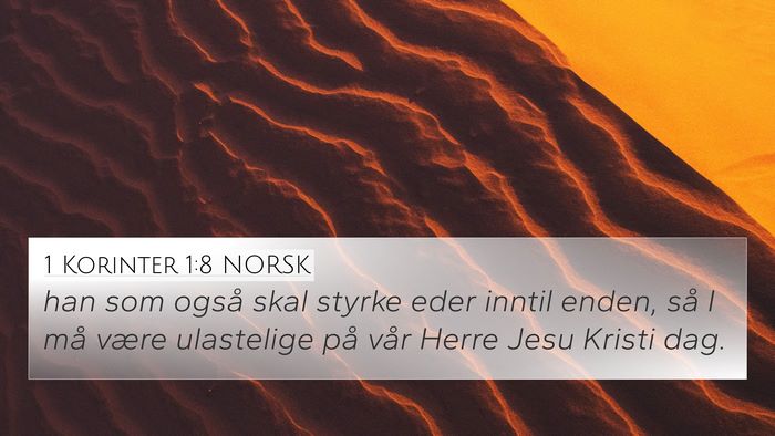 1 Korinter 1:8 NORSK Bible Verse Image