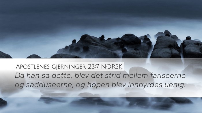 Apostlenes gjerninger 23:7 NORSK Bible Verse Image