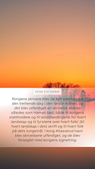 Ester 3:12 NORSK Mobile Phone Wallpaper - Kongens skrivere blev da kalt sammen på den - Mobile Bible Verse Wallpaper