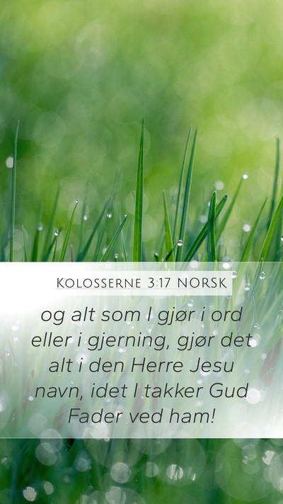 Kolosserne 3:17 NORSK Mobile Phone Wallpaper - og alt som I gjør i ord eller i gjerning, gjør - Mobile Bible Verse Wallpaper