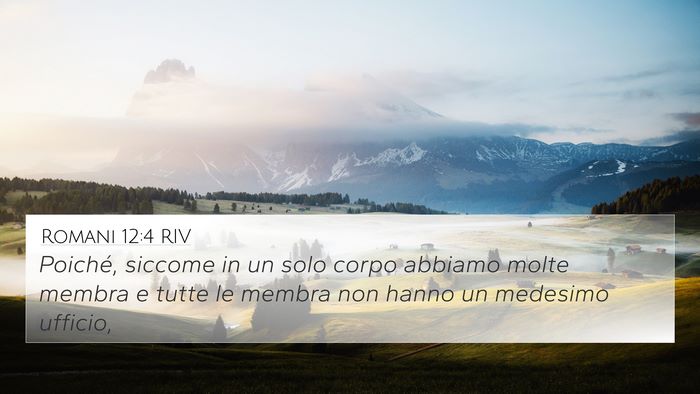 Romani 12:4 RIV 4K Wallpaper - Poiché, siccome in un solo corpo abbiamo molte - 4K Wallpaper Bible Verse