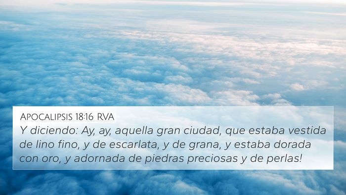 Apocalipsis 18:16 RVA 4K Wallpaper - Y diciendo: ­Ay, ay, aquella gran ciudad, que - 4K Wallpaper Bible Verse