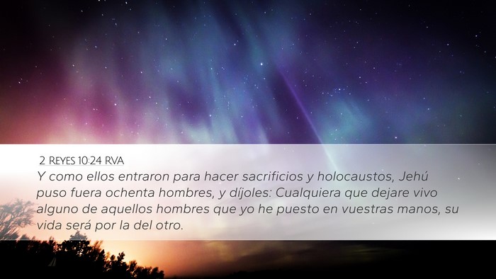 2 Reyes 10:24 RVA Desktop Wallpaper - Y como ellos entraron para hacer sacrificios y - Desktop Bible Verse Wallpaper